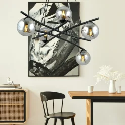 Kjøkkenbelysning Tak|Takpendler>Emibig Essa takpendel 5-lys - Svart/Røykfarget Svart / Røyk