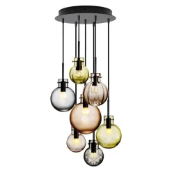Kjøkkenbelysning Tak|Takpendler>Hadeland Glassverk Fjellglød kuler 7 stk - Sort Baldakin Krystall
