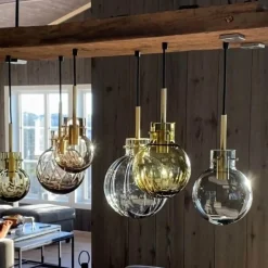 Kjøkkenbelysning Tak|Takpendler>Hadeland Glassverk Fjellro Krystallkuler 6 stk - Baldakin Eik