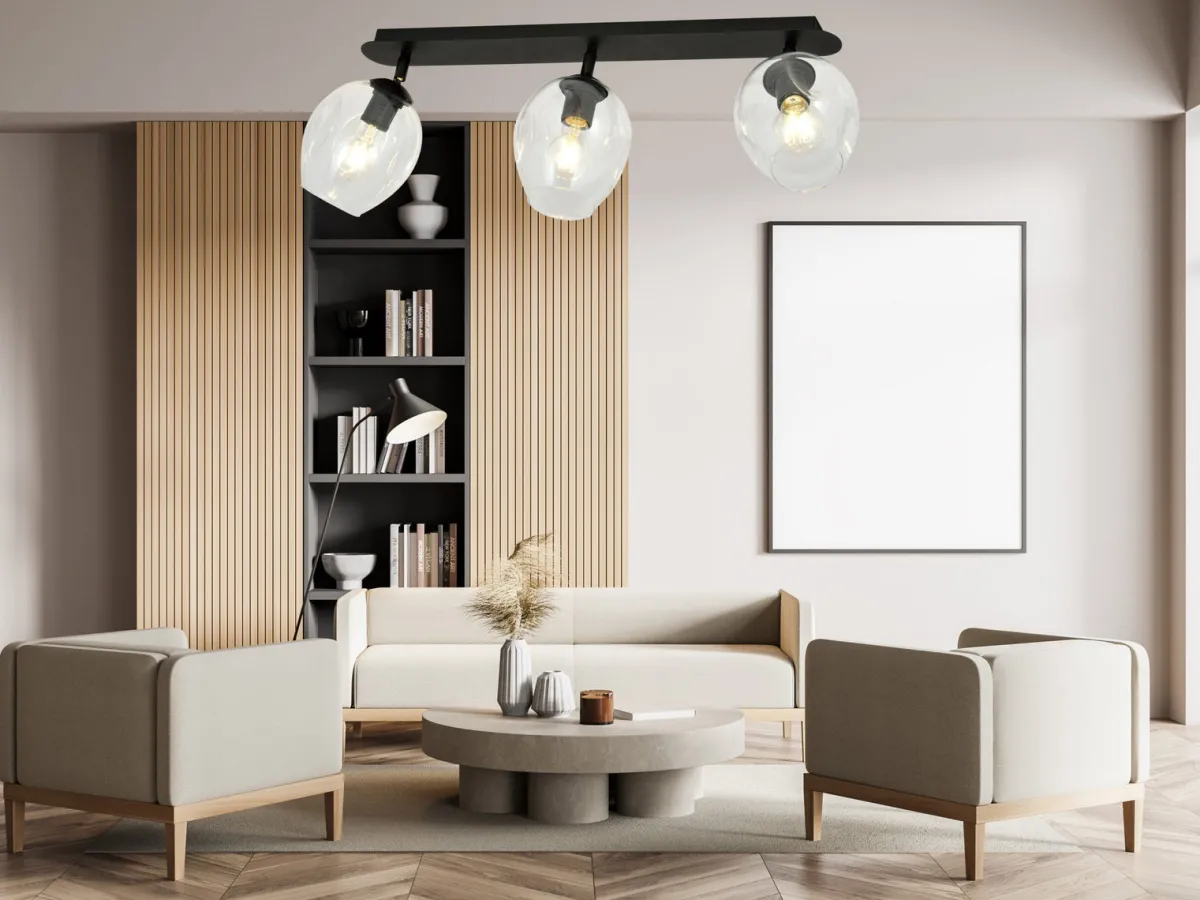 Kjøkkenbelysning Tak|Taklamper / Takplafonder>Emibig Flow taklampe 3-lys - Svart/Klar Svart / Klar