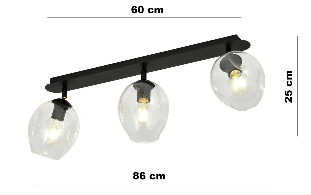Kjøkkenbelysning Tak|Taklamper / Takplafonder>Emibig Flow taklampe 3-lys - Svart/Klar Svart / Klar