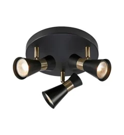Kjøkkenbelysning Tak|Spotter & Skinner>Marksløjd Folie taklampe 3-spot - Svart/Antikk messingfarget - Svart / Messing