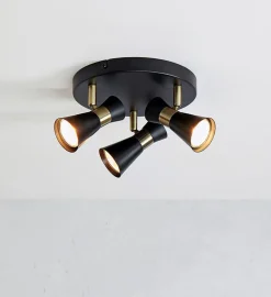 Kjøkkenbelysning Tak|Spotter & Skinner>Marksløjd Folie taklampe 3-spot - Svart/Antikk messingfarget - Svart / Messing