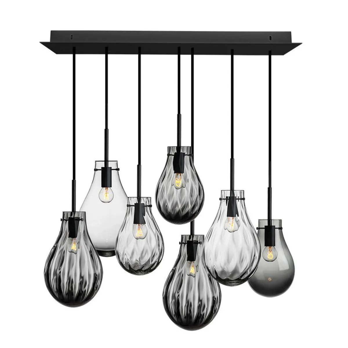 Kjøkkenbelysning Tak|Takpendler>Hadeland Glassverk Glitre Dråper 7 stk - Grå