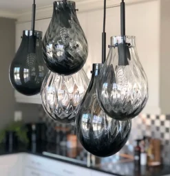 Kjøkkenbelysning Tak|Takpendler>Hadeland Glassverk Glitre Dråper 5 stk - Grå