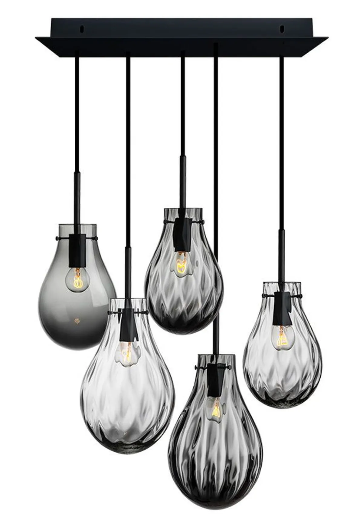 Kjøkkenbelysning Tak|Takpendler>Hadeland Glassverk Glitre Dråper 5 stk - Grå