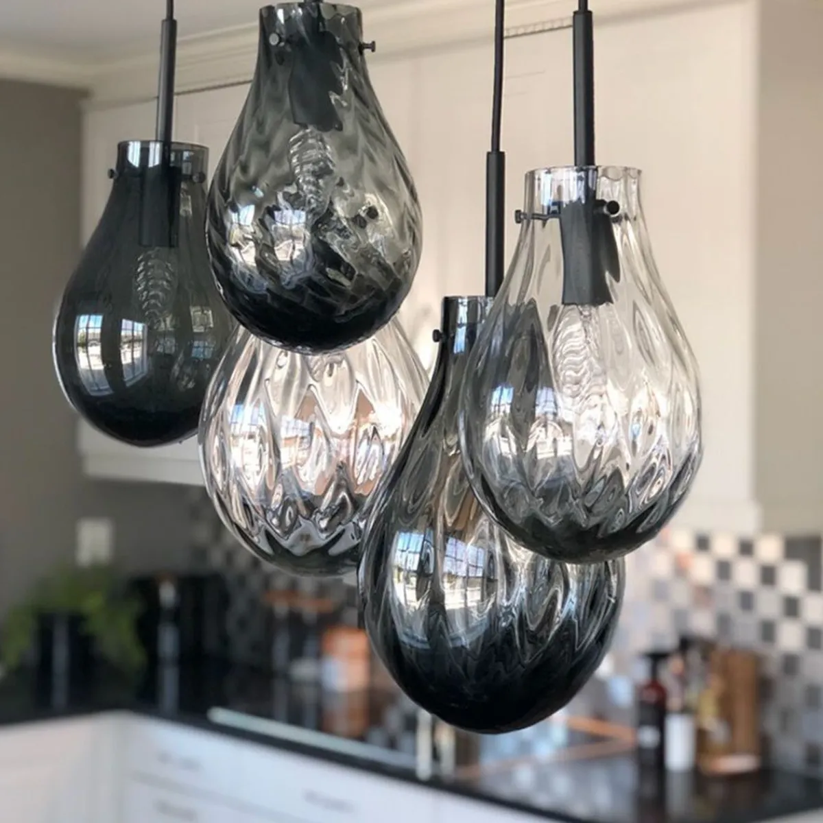 Kjøkkenbelysning Tak|Takpendler>Hadeland Glassverk Glitre Dråper 5 stk - Grå