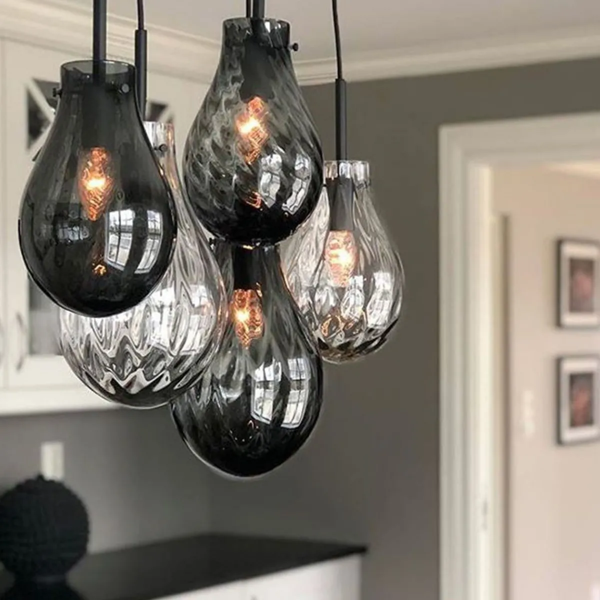 Kjøkkenbelysning Tak|Takpendler>Hadeland Glassverk Glitre Dråper 5 stk - Grå