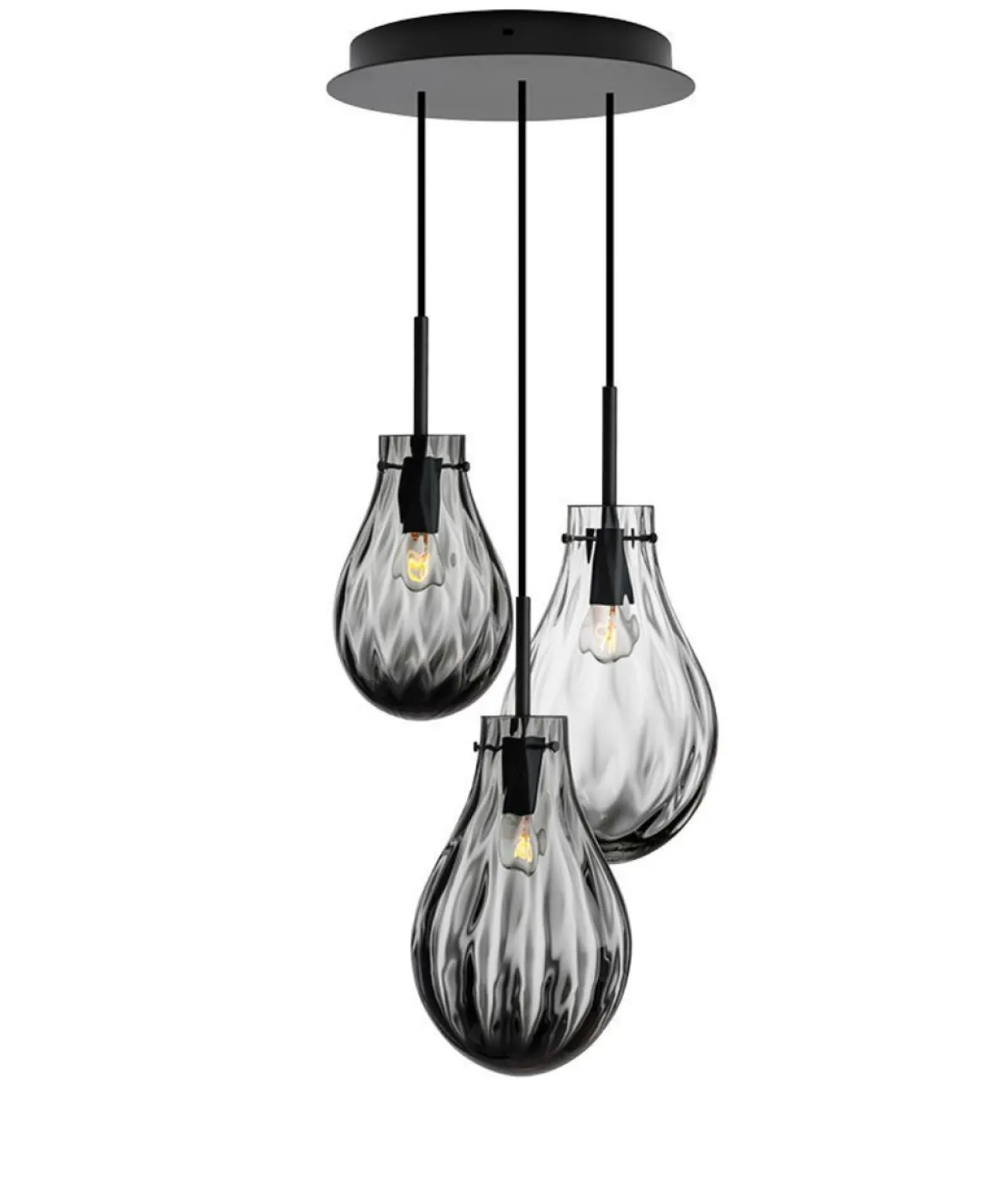 Kjøkkenbelysning Tak|Takpendler>Hadeland Glassverk Glitre Dråper 3 stk - Grå