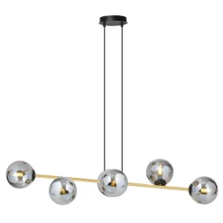 Kjøkkenbelysning Tak|Takpendler>Emibig Gravity takpendel 6-lys - Svart/Røyk/Gullfarget Svart / Røyk / Gull