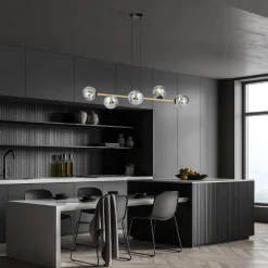 Kjøkkenbelysning Tak|Takpendler>Emibig Gravity takpendel 6-lys - Svart/Røyk/Gullfarget Svart / Røyk / Gull