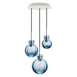 Kjøkkenbelysning Tak|Takpendler>Hadeland Glassverk Havblikk Krystallkuler 3 stk - Hvit Baldakin Hvit / Havblå