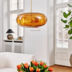 Kjøkkenbelysning Tak|Takpendler>EBB & FLOW Horizon takpendel 36 cm Toast/gull Gull / Amber