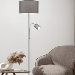 Interiørlamper Gulv|Leselamper Gulv>Trio Lighting Hotel gulvlampe - Nikkel/grå Nikkel / Grå