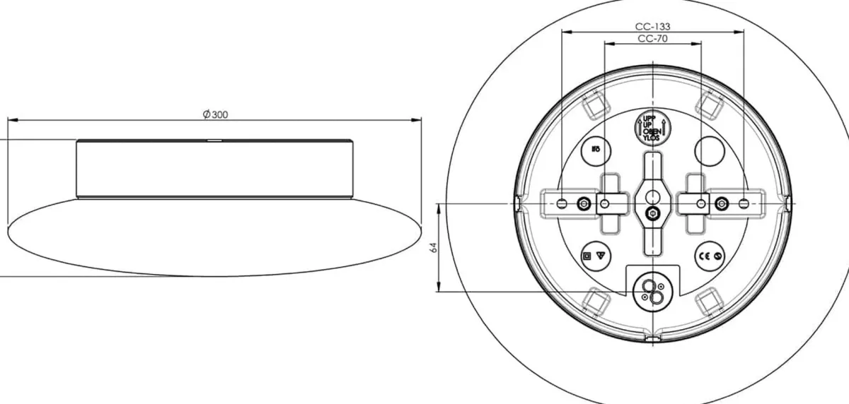 Baderomsbelysning Vegg|Baderomsbelysning Tak>Ifø Electric Ifø Cairo Medium 30cm 12W LED 2700K tak-/vegglampe - Dimbar