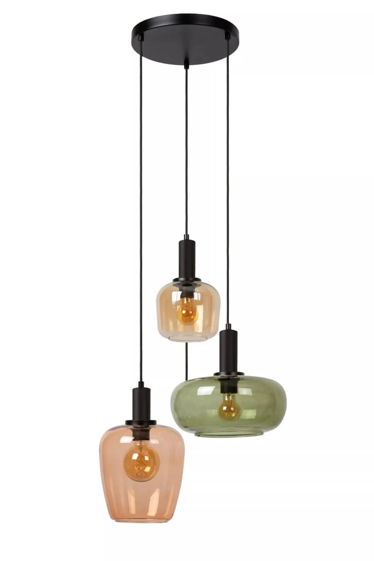 Kjøkkenbelysning Tak|Takpendler>Lucide Ilona rondell takpendel 3-lys Svart