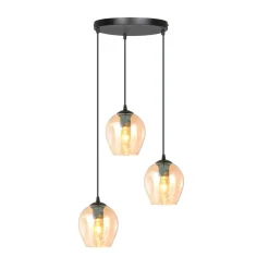 Kjøkkenbelysning Tak|Takpendler>Emibig Istar rondell takpendel 3 lys - Svart/Amberfarget Svart / Amber