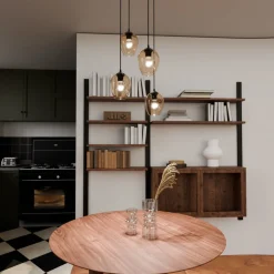 Kjøkkenbelysning Tak|Takpendler>Emibig Istar rondell takpendel 4 lys - Svart/Amberfarget Svart / Amber