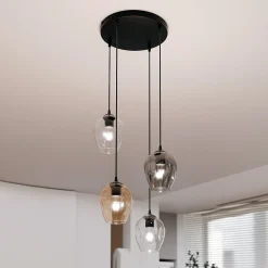 Kjøkkenbelysning Tak|Takpendler>Emibig Istar rondell takpendel 4 lys - Svart/Multifarget Svart / Flerfarget