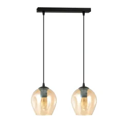Kjøkkenbelysning Tak|Takpendler>Emibig Istar takpendel 2 lys - Svart/Amberfarget