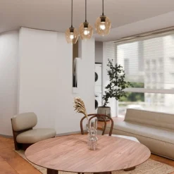 Kjøkkenbelysning Tak|Takpendler>Emibig Istar takpendel 3 lys - Svart/Amberfarget Svart / Amber