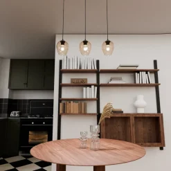 Kjøkkenbelysning Tak|Takpendler>Emibig Istar takpendel 3 lys - Svart/Amberfarget Svart / Amber