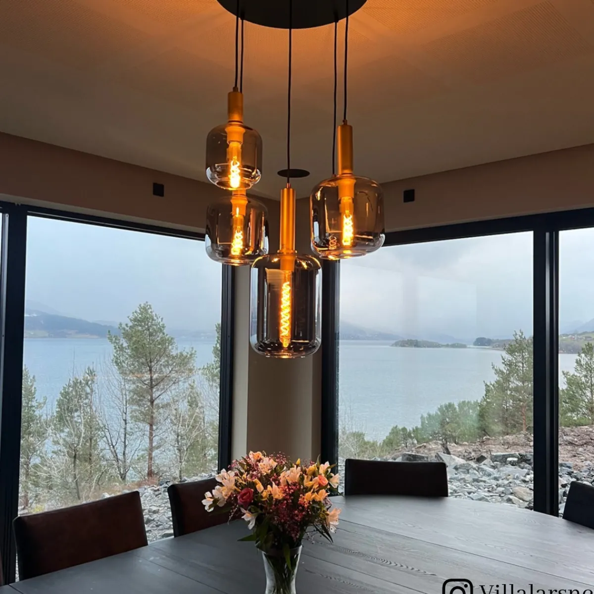 Kjøkkenbelysning Tak|Takpendler>Lucide Joanet takpendel rondell 5 lys Messing / Røyk