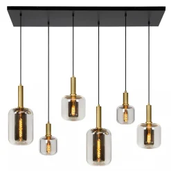 Kjøkkenbelysning Tak|Takpendler>Lucide Joanet takpendel skinne 6 lys Messing / Røyk