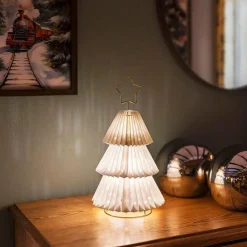 Juledekorasjon>Konstsmide Juletre i papp med messing stjerne 36 cm Hvit