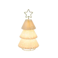 Juledekorasjon>Konstsmide Juletre i papp med messing stjerne 36 cm Hvit