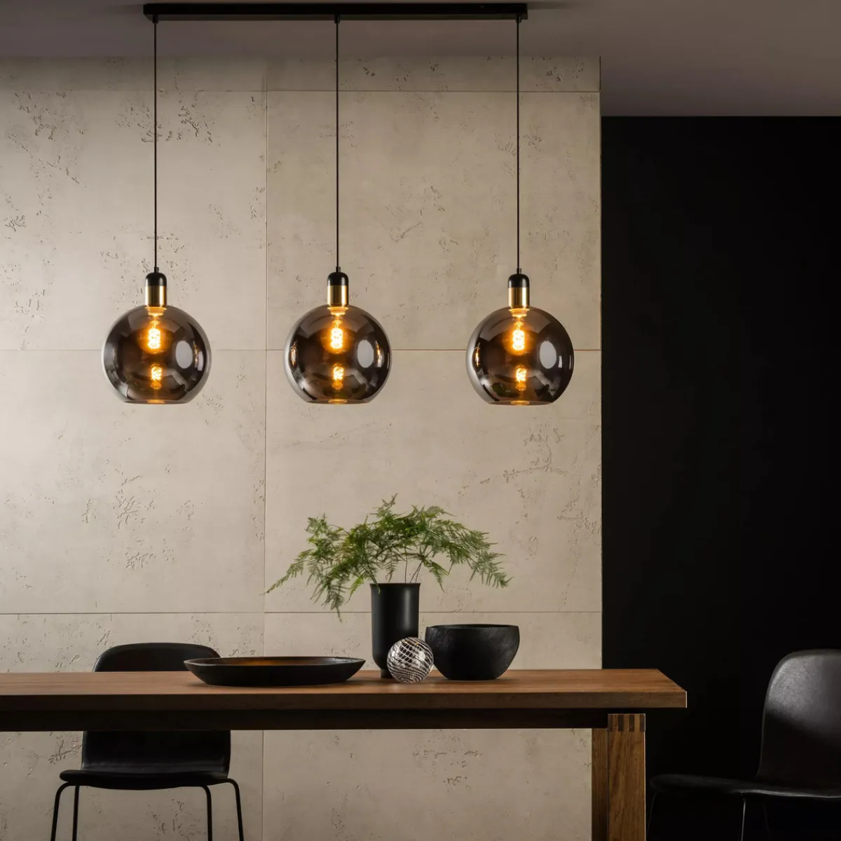 Kjøkkenbelysning Tak|Takpendler>Lucide Julius takpendel 3 lys skinne - farget glass Røyk