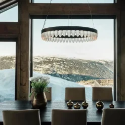 Kjøkkenbelysning Tak|Takpendler>Hadeland Glassverk Krystallkongle lampe rund 80 cm 44 kongler Klar