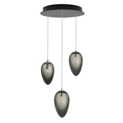 Kjøkkenbelysning Tak|Takpendler>Hadeland Glassverk Krystallkongle skoghorn 3 takpendel Røykgrå