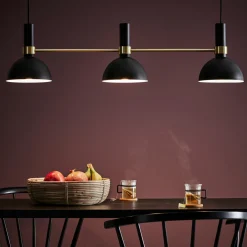 Kjøkkenbelysning Tak|Takpendler>Marksløjd Larry takpendel - Svart/Børstet messing - Svart / Messing