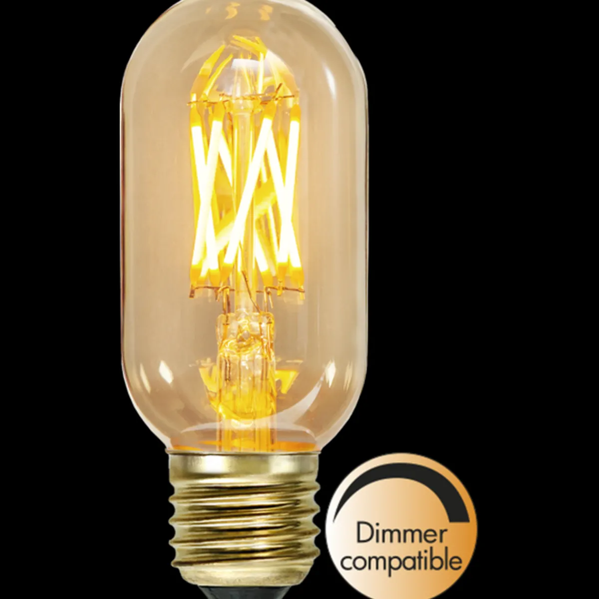 Dekorpære E27|Led-Pærer E27 Sokkel>Star Trading LED-pære 3,7W dimbar, Vintage Gold 45mm E27 Amber