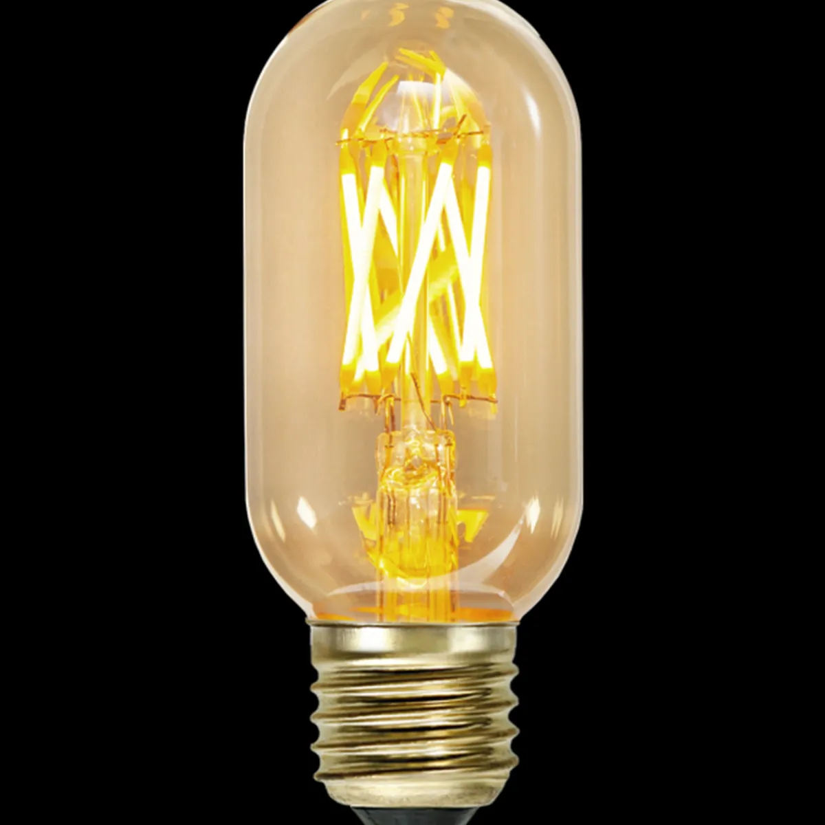 Dekorpære E27|Led-Pærer E27 Sokkel>Star Trading LED-pære 3,7W dimbar, Vintage Gold 45mm E27 Amber