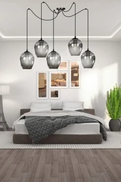 Kjøkkenbelysning Tak|Takpendler>Emibig Level takpendel 5 lys - Svart/Røykfarget Svart / Røyk