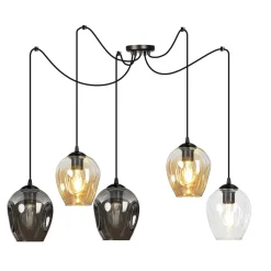 Kjøkkenbelysning Tak|Takpendler>Emibig Level takpendel 5 lys - Svart/Multifarget Svart / Flerfarget