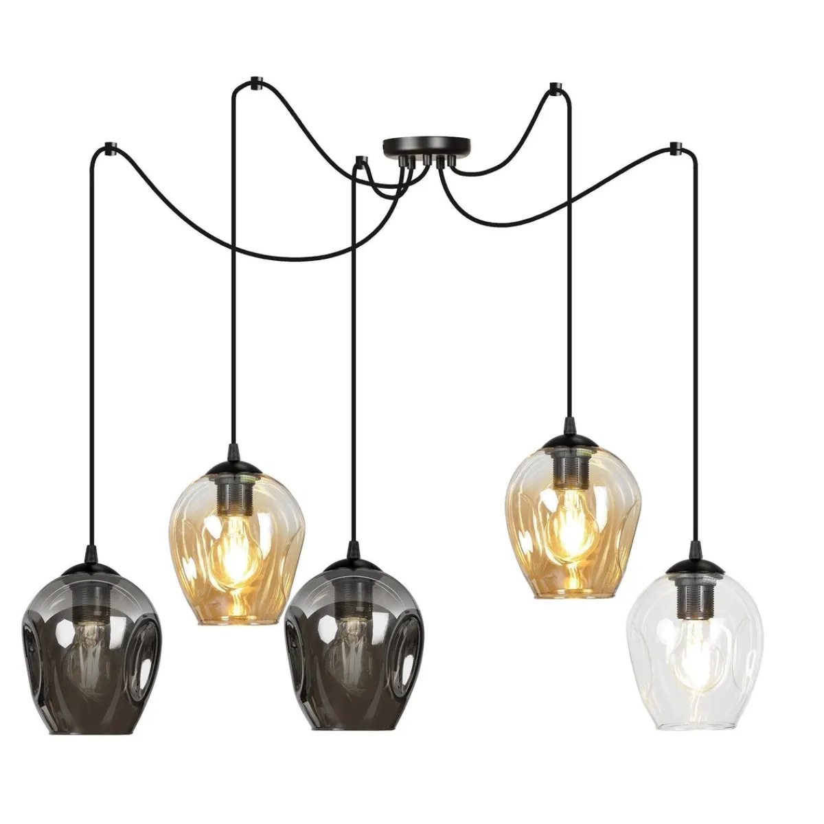 Kjøkkenbelysning Tak|Takpendler>Emibig Level takpendel 5 lys - Svart/Multifarget Svart / Flerfarget