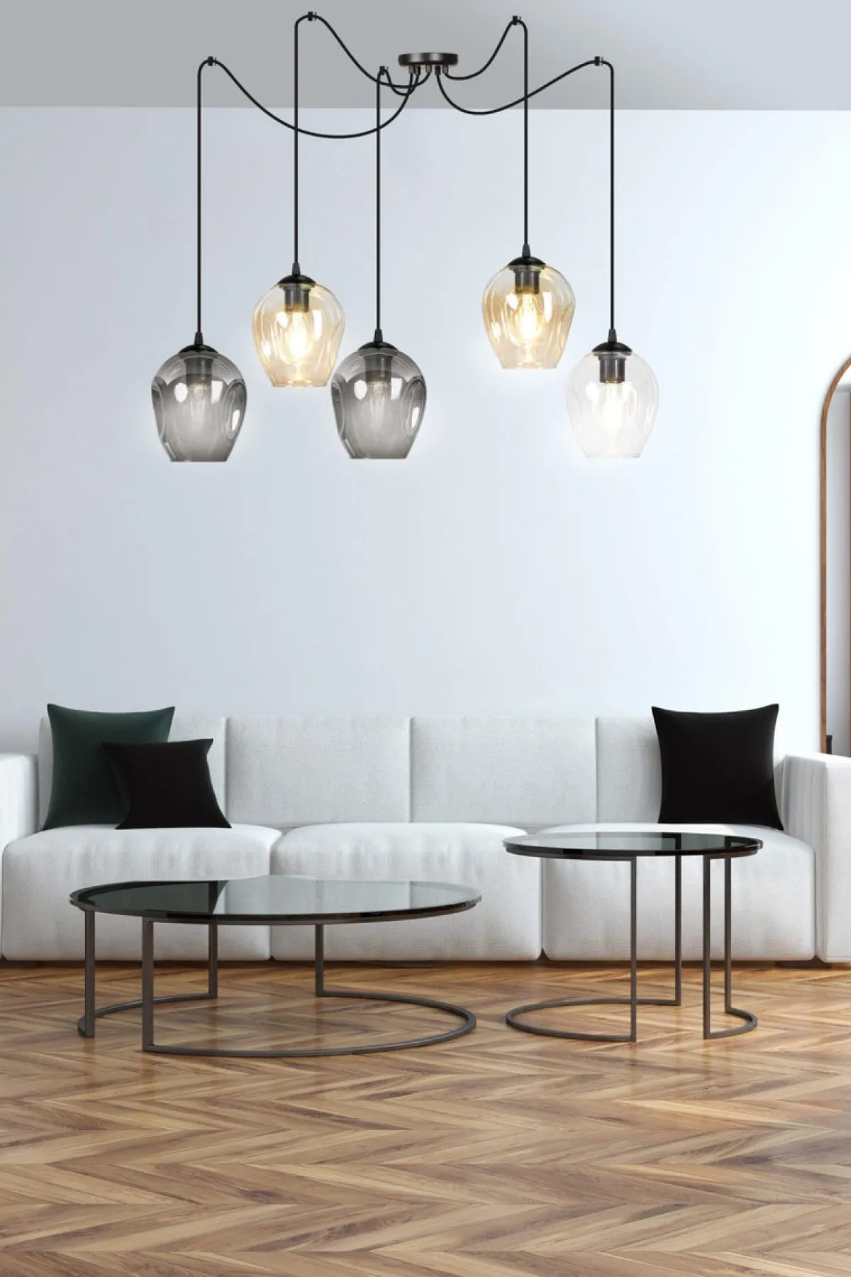 Kjøkkenbelysning Tak|Takpendler>Emibig Level takpendel 5 lys - Svart/Multifarget Svart / Flerfarget