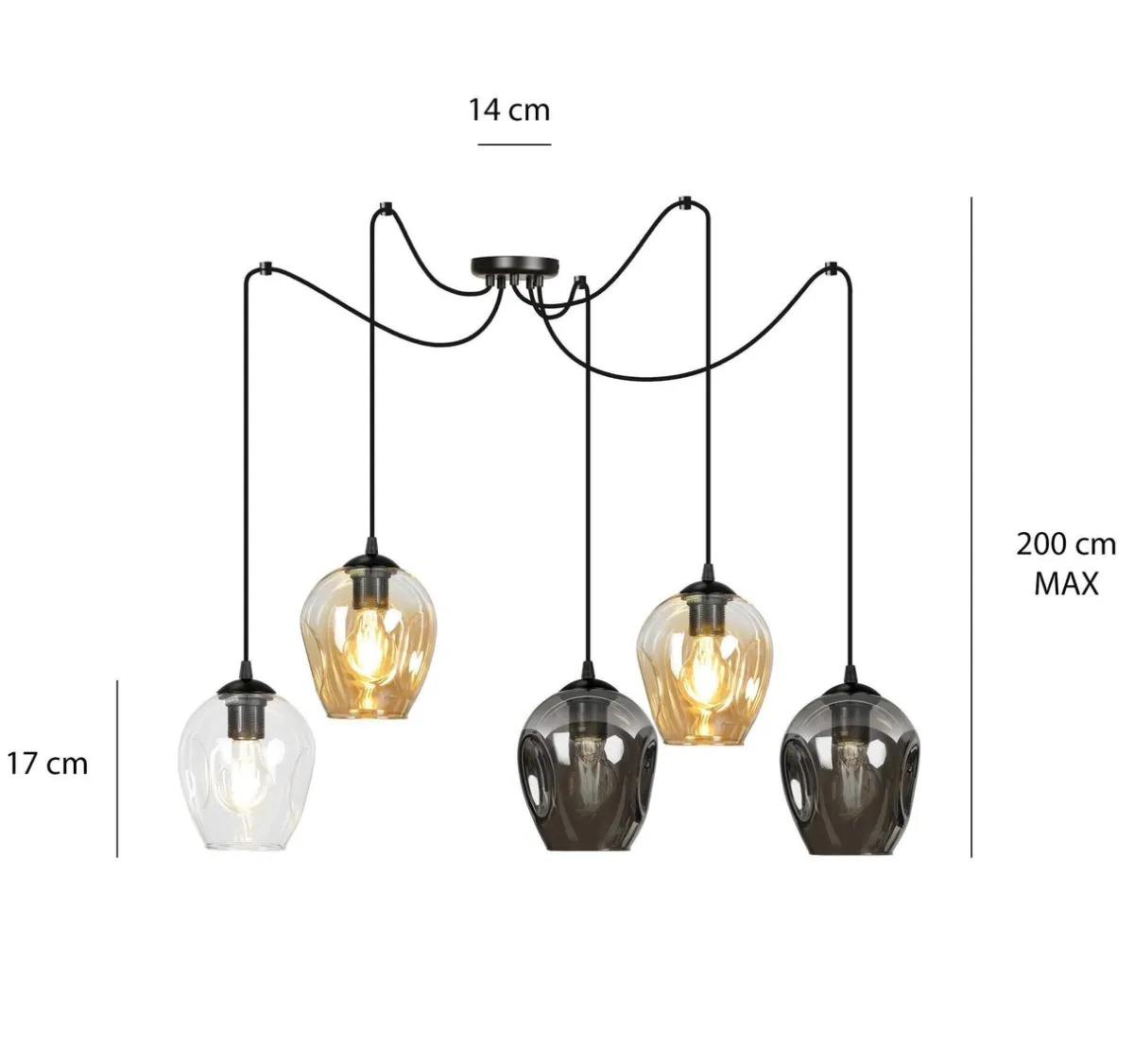 Kjøkkenbelysning Tak|Takpendler>Emibig Level takpendel 5 lys - Svart/Multifarget Svart / Flerfarget
