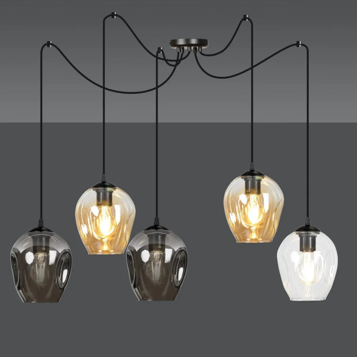 Kjøkkenbelysning Tak|Takpendler>Emibig Level takpendel 5 lys - Svart/Multifarget Svart / Flerfarget