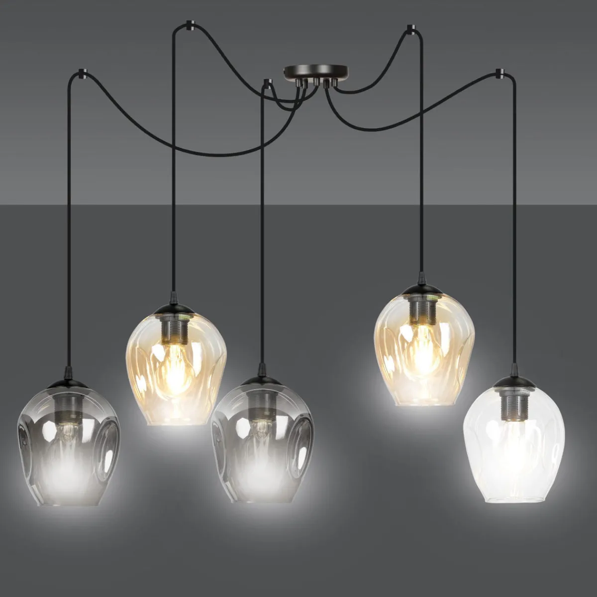 Kjøkkenbelysning Tak|Takpendler>Emibig Level takpendel 5 lys - Svart/Multifarget Svart / Flerfarget