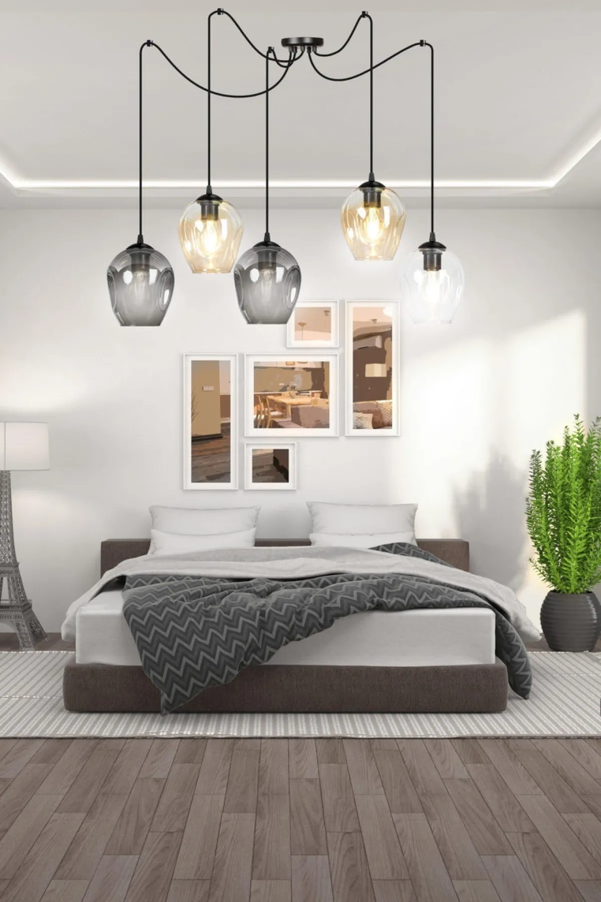 Kjøkkenbelysning Tak|Takpendler>Emibig Level takpendel 5 lys - Svart/Multifarget Svart / Flerfarget