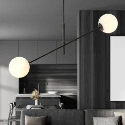 Kjøkkenbelysning Tak|Taklamper / Takplafonder>Emibig Linear taklampe 2 lys - Svart/Opal glass