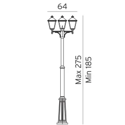 Lightup-Pris|Lyktestolper>Norlys London 483 lyktestolpe 185-275 cm 3 lyktehoder - Hvit