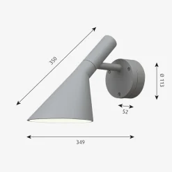 Utelamper - Veggskjold / Plafond|Utelamper - Klassiske Vegglamper>Louis Poulsen AJ 50 utendørs vegglampe - Aluminium Grå
