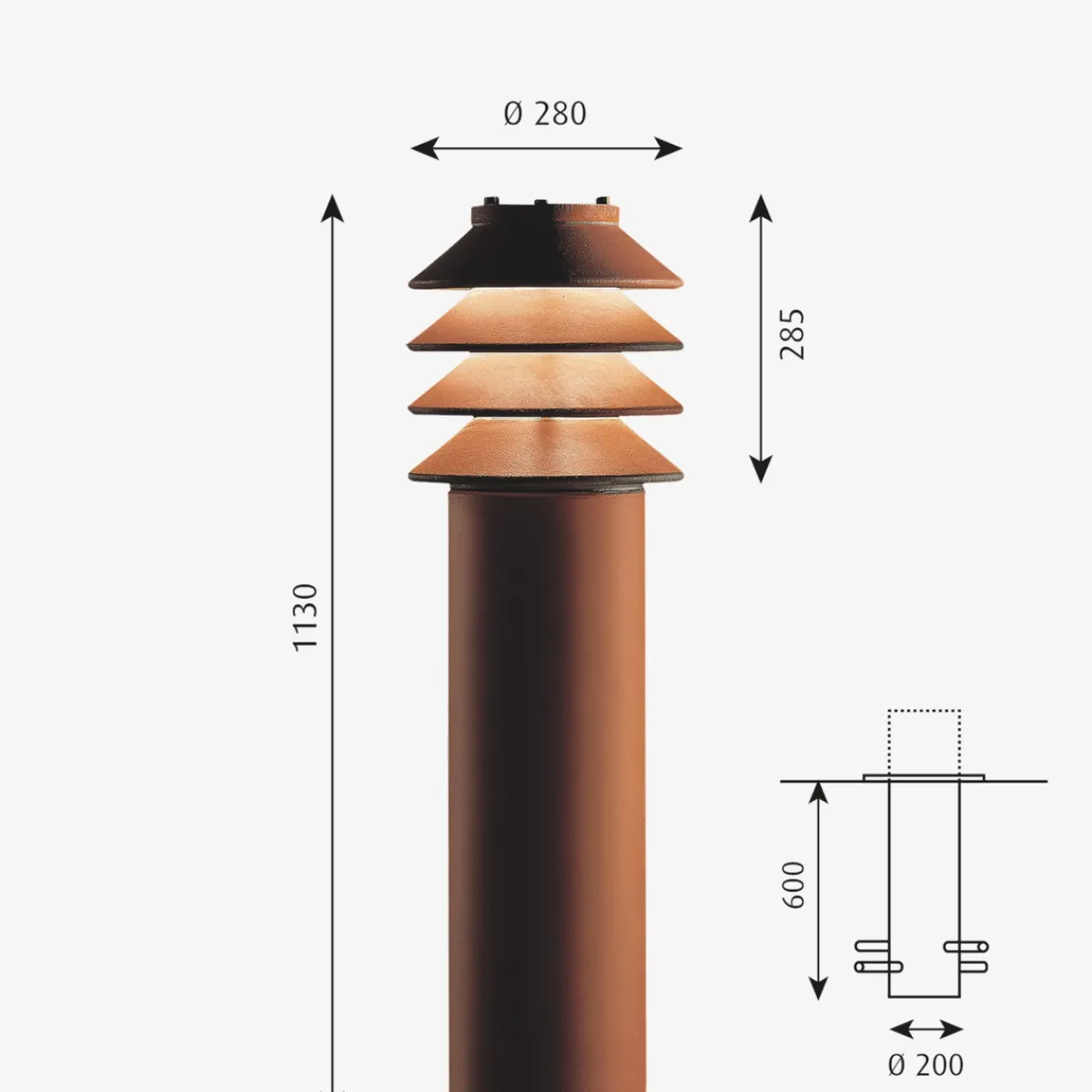 Pullert|Louis Poulsen>Louis Poulsen Bysted Pullert M/Fotplate - Corten