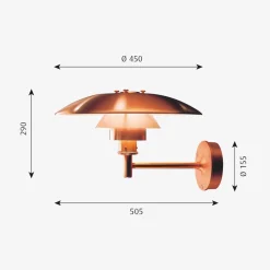 Utelamper - Klassiske Vegglamper|Louis Poulsen>Louis Poulsen PH utendørs vegglampe - Børstet Kobber