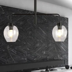 Kjøkkenbelysning Tak|Takpendler>Emibig Lukka takpendel 2 lys- Svart/Klart glass Svart / Klar